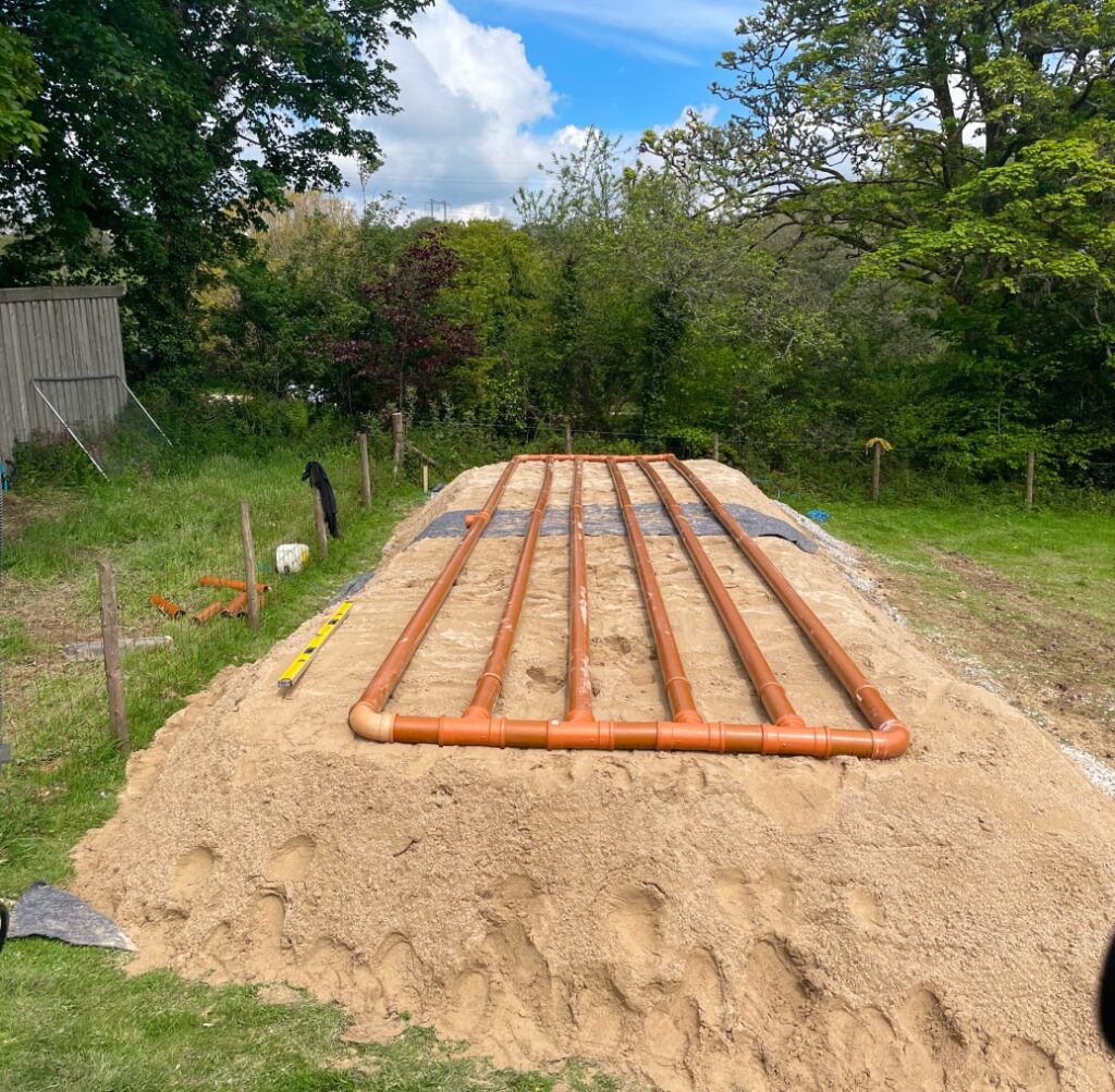 drainage mounted on pile of ground